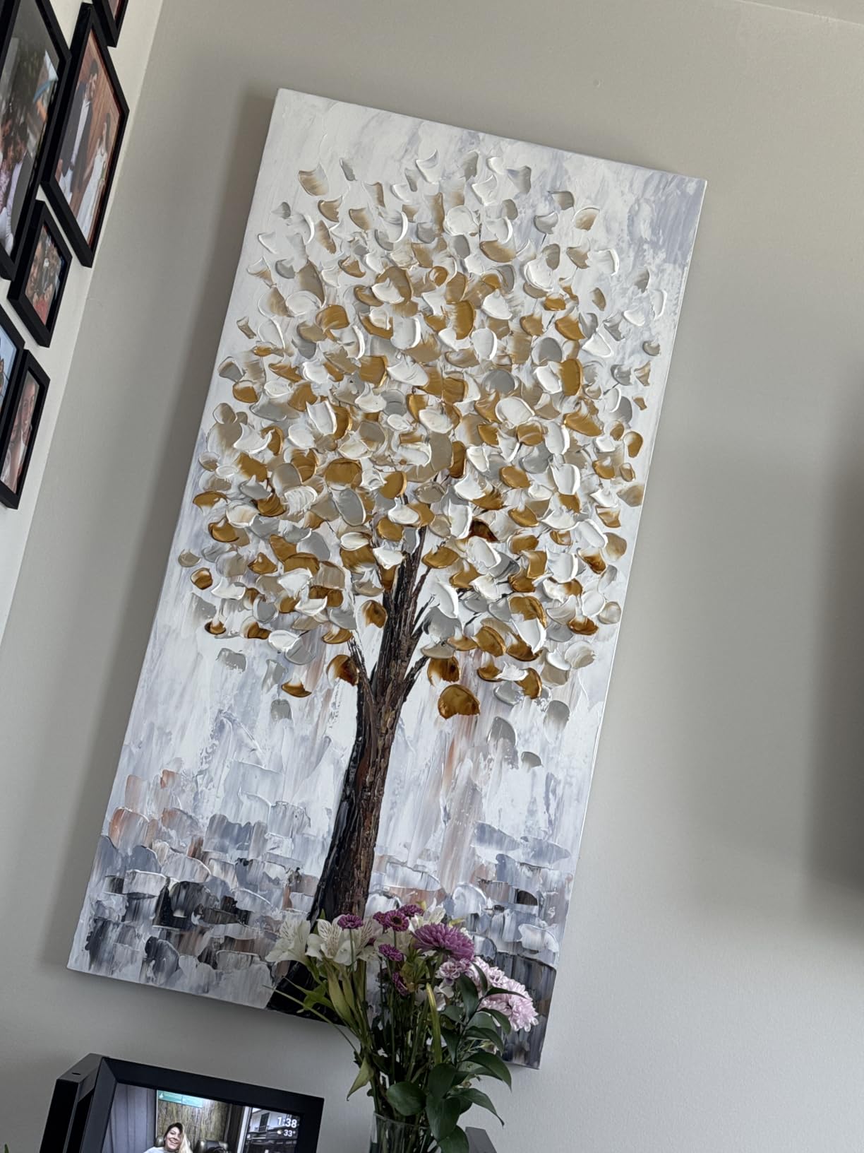 Yotree Paintings, 24x48 Inch Paintings Brilliant flowers Oil Hand Painting Painting 3D Hand-Painted On Canvas Abstract Artwork Art Wood Inside Framed Hanging Wall Decoration Abstract Painting customer photo 2